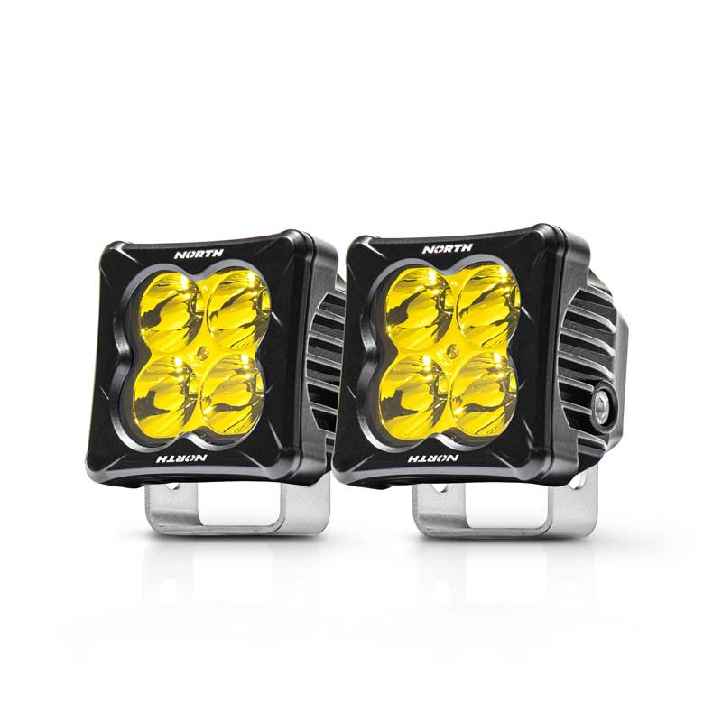 3" Cube Pod LED Lights - Amber Gold Spot Pair - North Lights