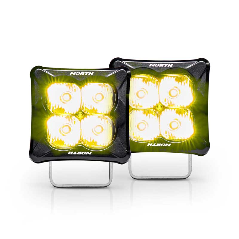 3" Cube Pod LED Lights - Flood - Amber Gold - North Lights